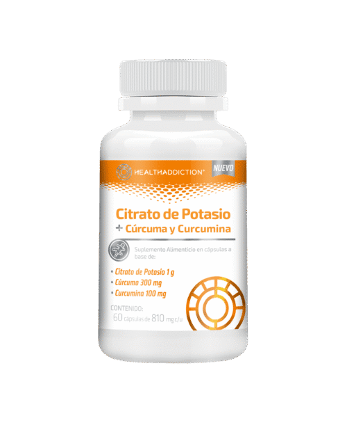 Frasco de Citrato de Potasio con cúrcuma y curcumina