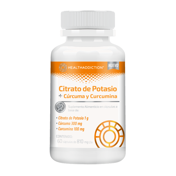Frasco de Citrato de Potasio con cúrcuma y curcumina